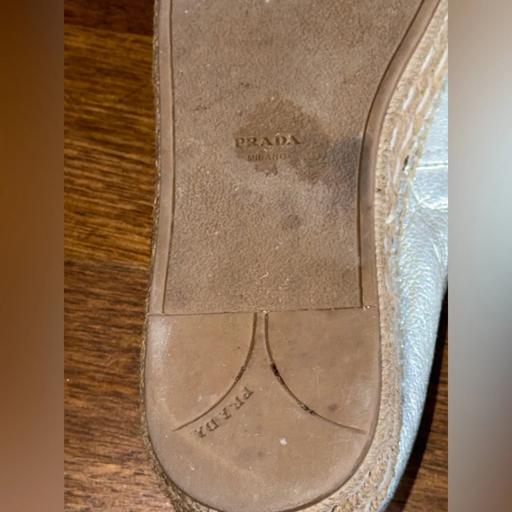 Prada Metallic Silver Espadrilles